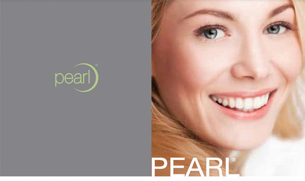 Pearl logo and woman smiling